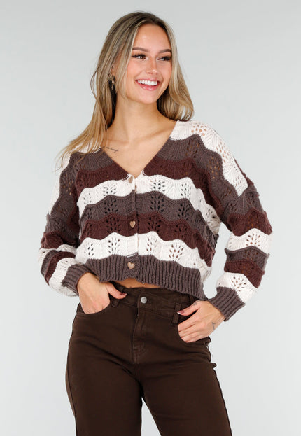 NEW191125 Bruin-Beige Gestreept Vest