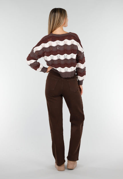 NEW191125 Bruin-Beige Gestreept Vest