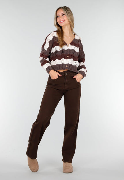 NEW191125 Bruin-Beige Gestreept Vest