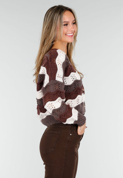 NEW191125 Bruin-Beige Gestreept Vest