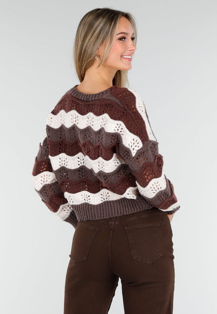 NEW191125 Bruin-Beige Gestreept Vest