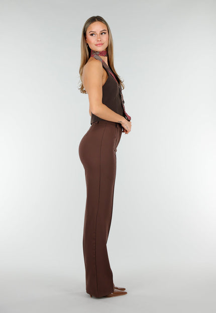 NEW191125 Bruin Gilet met Halter Stropdas