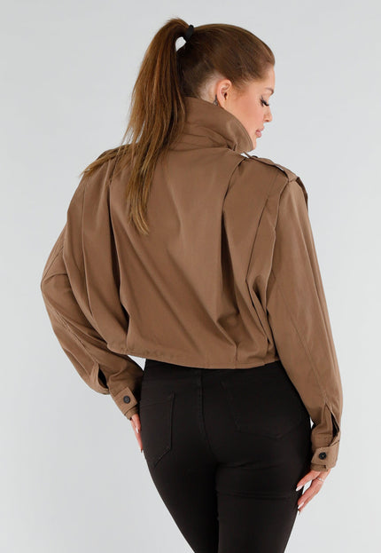 NEW191125 Bruine Cropped Trenchcoat