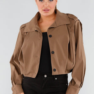 NEW191125 Bruine Cropped Trenchcoat
