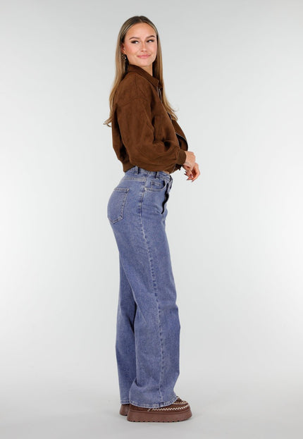 NEW191125 Bruine Suede Cropped Bomberjas