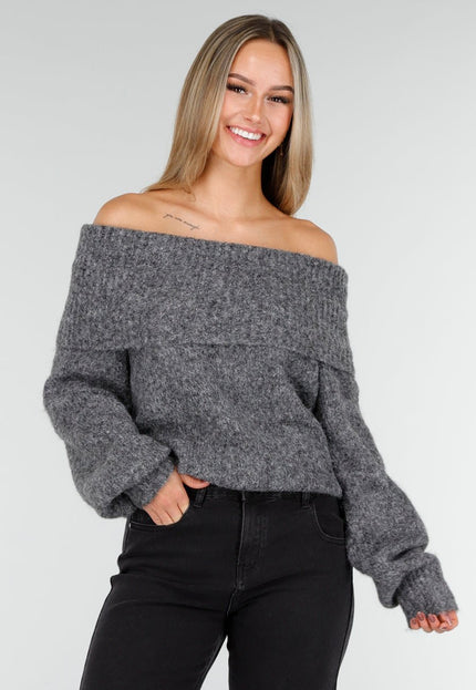 OP=OP.50.NL Grijze Off Shoulder Trui