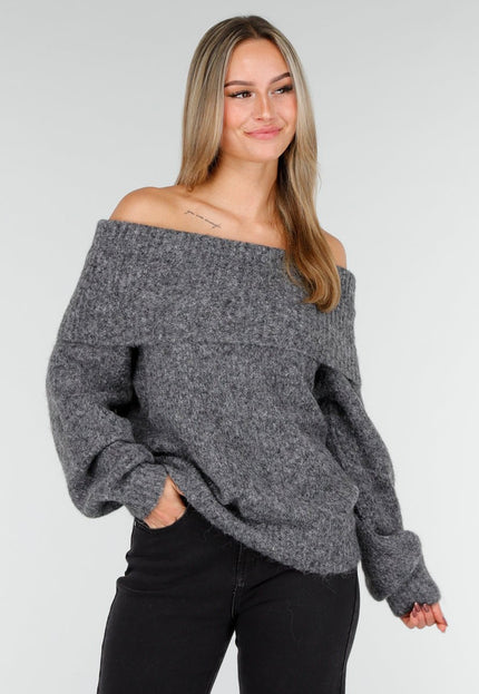 OP=OP.50.NL Grijze Off Shoulder Trui