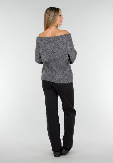 OP=OP.50.NL Grijze Off Shoulder Trui