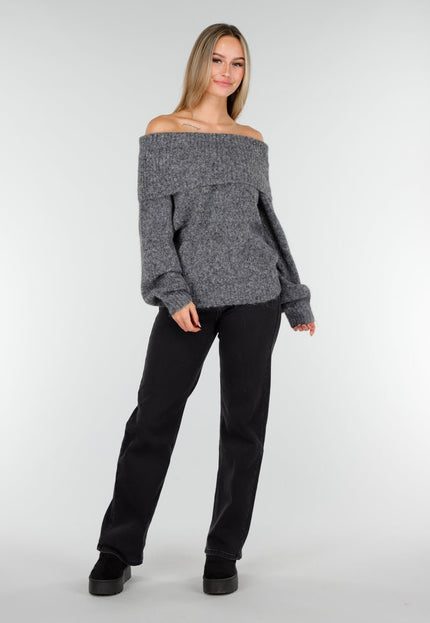 OP=OP.50.NL Grijze Off Shoulder Trui