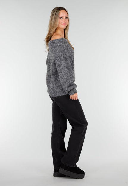OP=OP.50.NL Grijze Off Shoulder Trui