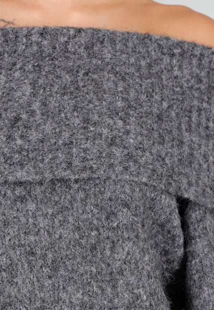OP=OP.50.NL Grijze Off Shoulder Trui
