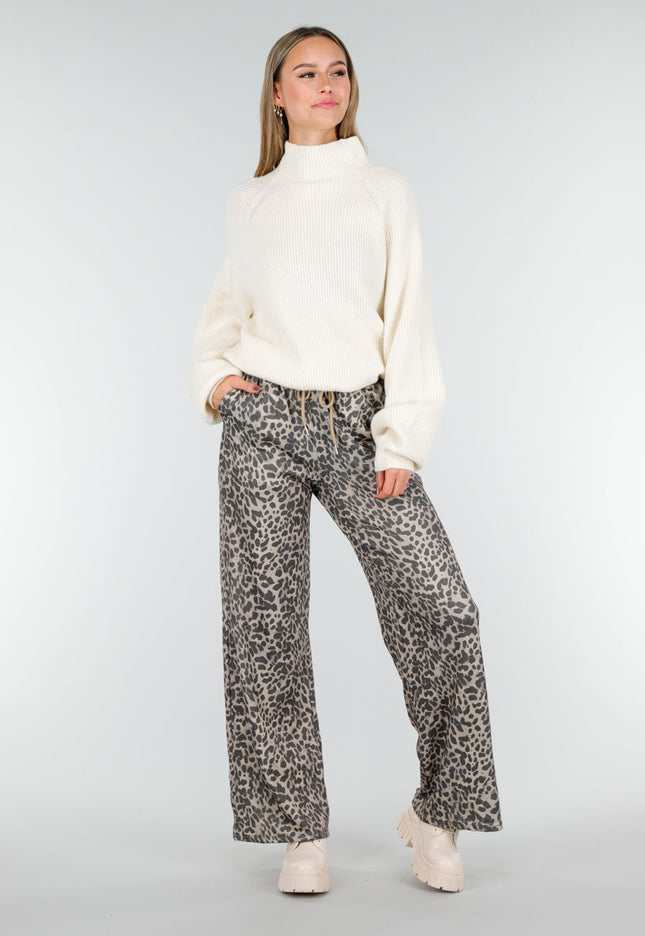 NEW191125 Leopard Print Rechte Broek