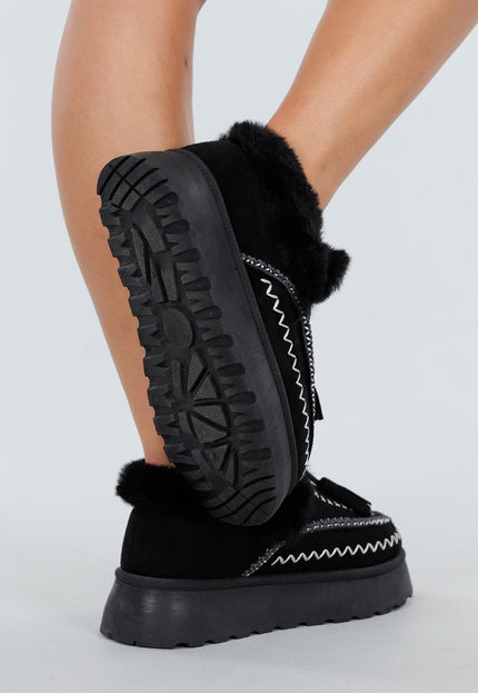 NEW191125 Zwarte Instappers met Borduursels