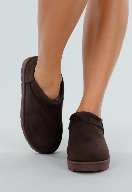 NEW191125 Bruine Instappers met Suede Look