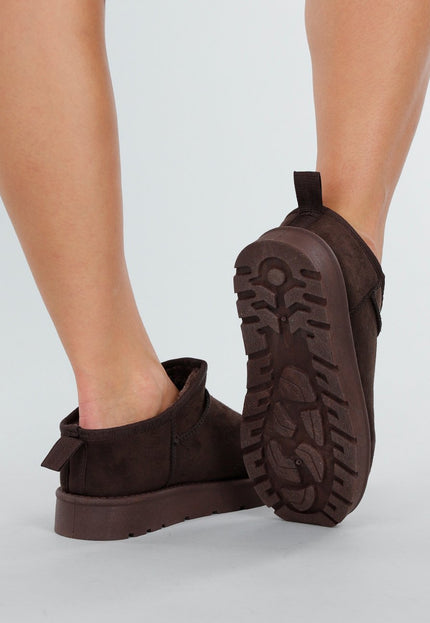 NEW191125 Bruine Instappers met Suede Look