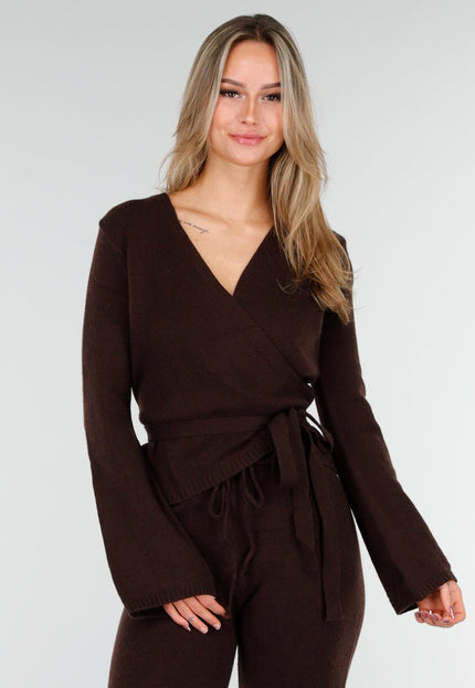 OP=OP.08.NL Bruine Gebreide Wikkeltop