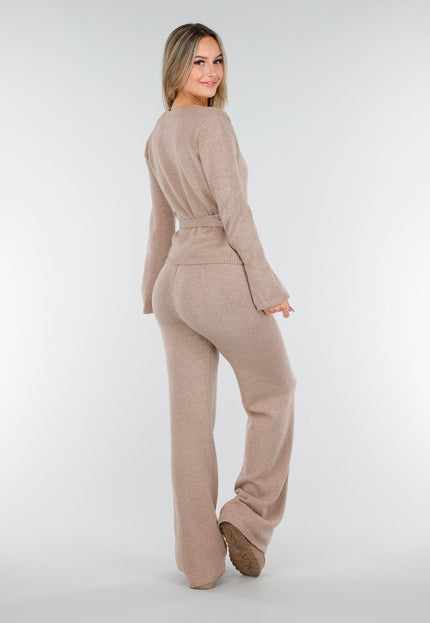 NEW191125 Beige Gebreide Wikkeltop