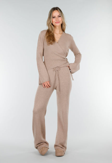 NEW191125 Beige Gebreide Wikkeltop