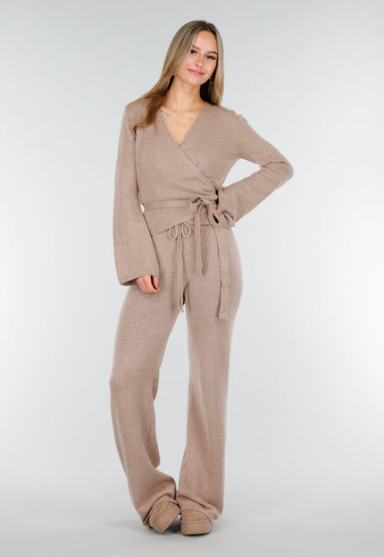 NEW191125 Beige Gebreide Wikkeltop