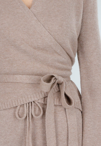 NEW191125 Beige Gebreide Wikkeltop