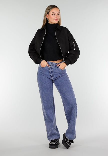 NEW191125 Zwarte Cropped Bomberjas