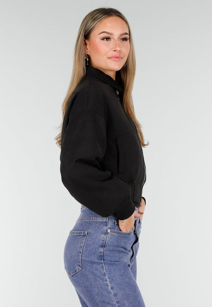 NEW191125 Zwarte Cropped Bomberjas