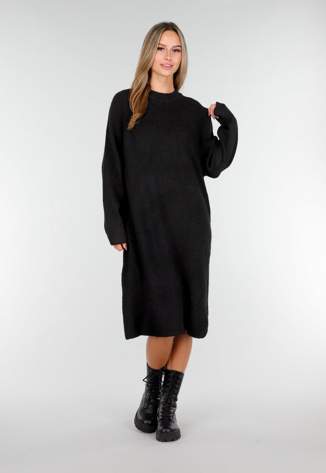 NEW191125 Zwarte Gebreide Jurk