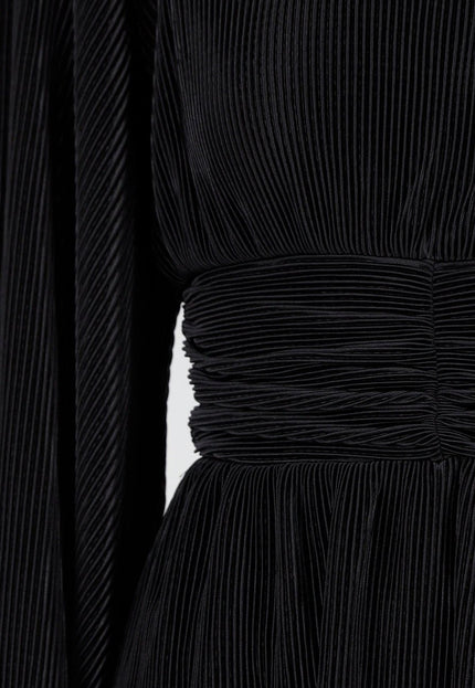 Zwarte Plissé Stretch Jurk