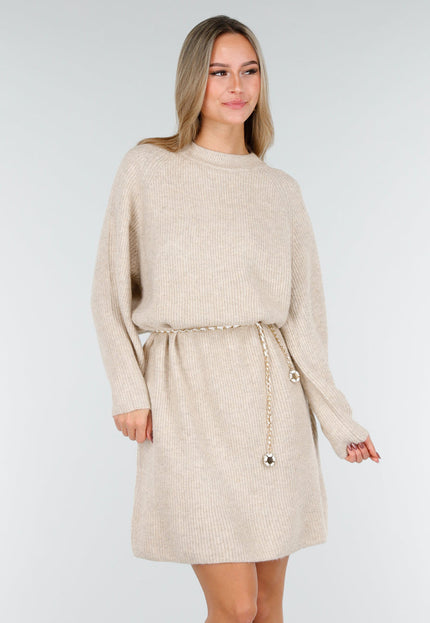 NEW191125 Beige Gebreide Jurk