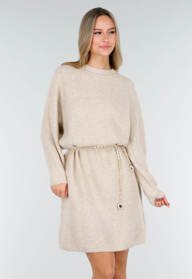 NEW191125 Beige Gebreide Jurk