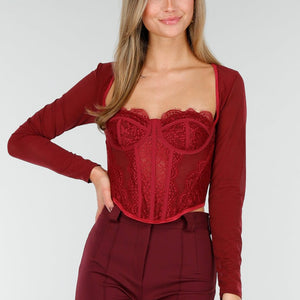 NEW191125 Bordeaux Korset Top