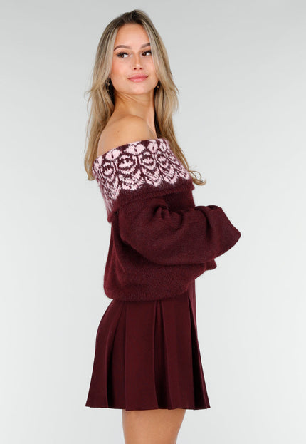NEW191125 Bordeaux Off Shoulder Trui