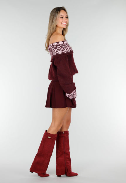 NEW191125 Bordeaux Off Shoulder Trui