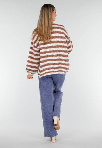 NEW191125 Bruin-Wit Gestreept Vest