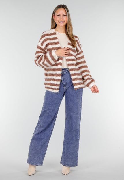 NEW191125 Bruin-Wit Gestreept Vest