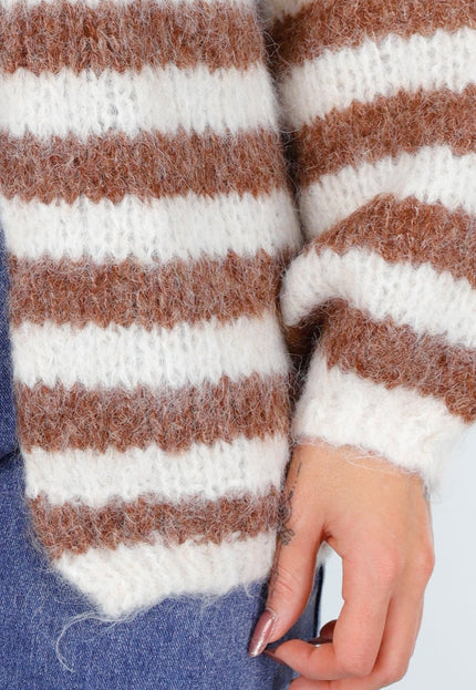 NEW191125 Bruin-Wit Gestreept Vest