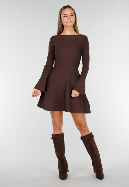 NEW191125 Bruine Gebreide Jurk