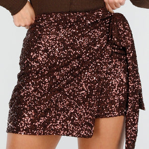 Bruine Pailletten Wikkelrok