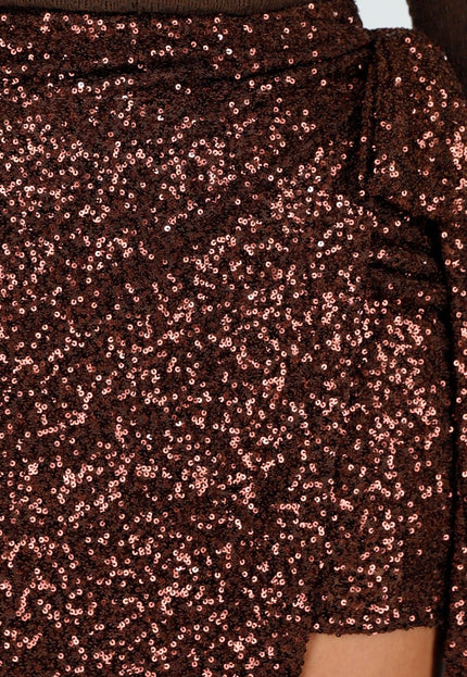 Bruine Pailletten Wikkelrok