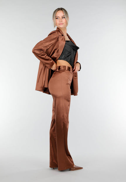 OP=OP.AV.12 Bruine Satijnen Stretch Pantalon