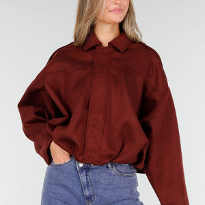 NEW191125 Burgundy Suedelook Jas