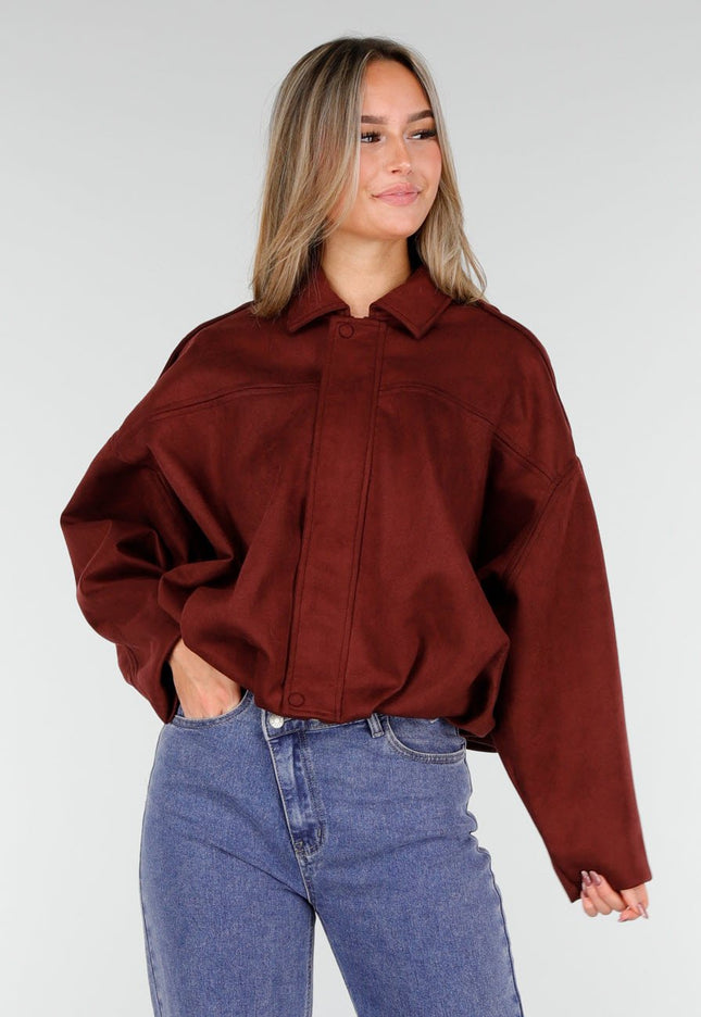 NEW191125 Burgundy Suedelook Jas