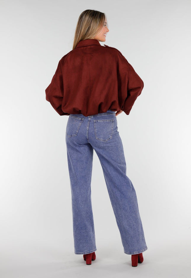 NEW191125 Burgundy Suedelook Jas