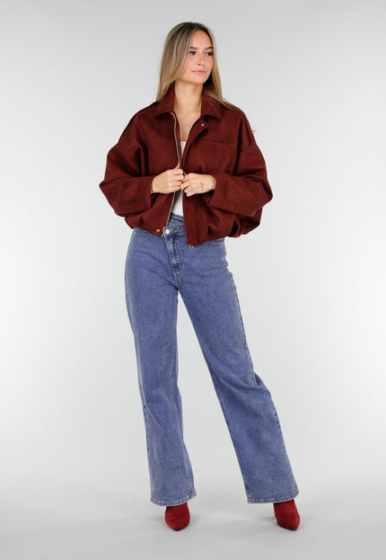 NEW191125 Burgundy Suedelook Jas