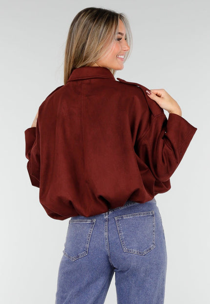 NEW191125 Burgundy Suedelook Jas