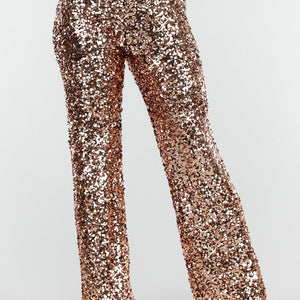 Goudkleurige Pailletten Stretch Broek