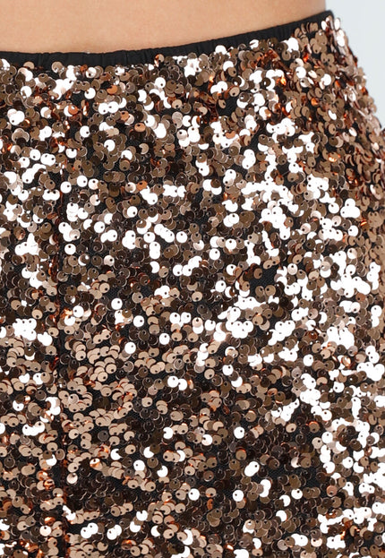 Goudkleurige Pailletten Stretch Broek