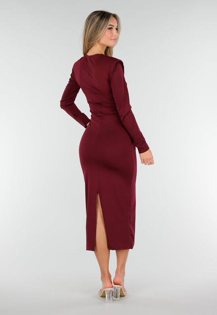 NEW191125 Rode Midi Jurk met Ringdetail