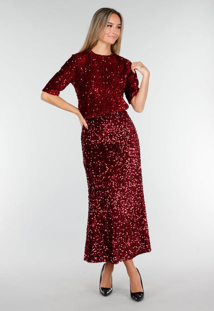 OP=OP.AV.12 Rode Pailletten Midi Rok