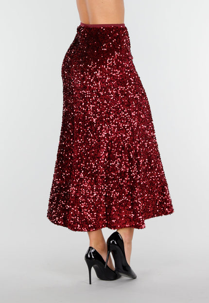 OP=OP.AV.12 Rode Pailletten Midi Rok